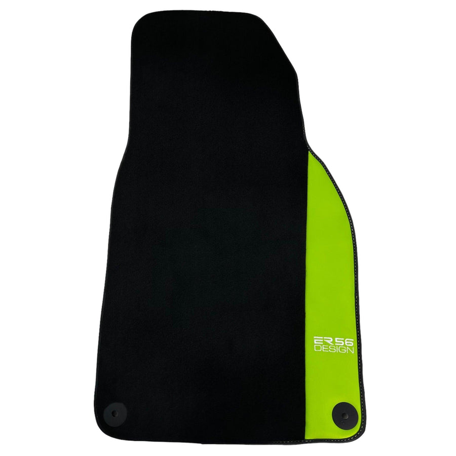 Black Floor Mats for Porsche Panamera (2017-2023) with Green Leather ER56 Design - AutoWin