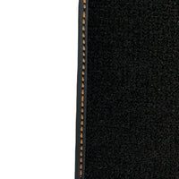 Black Floor Mats for Porsche Taycan (2019-2023) with Orange Alcantara Leather ER56 Design - AutoWin