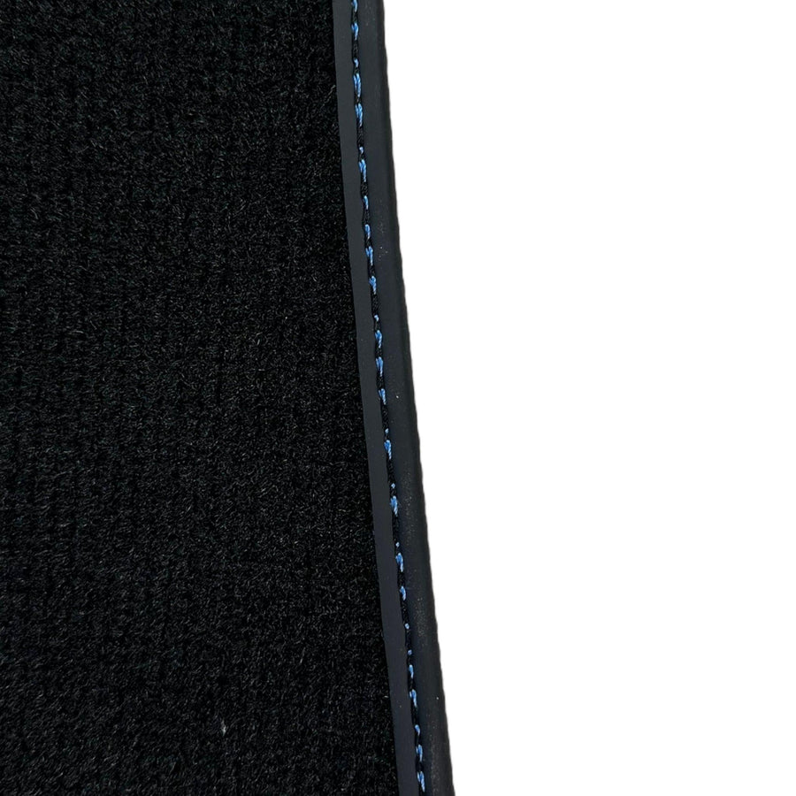 Black Floor Mats For Rolls Royce Black Badge Cullinan Blue Alcantara Leather - AutoWin