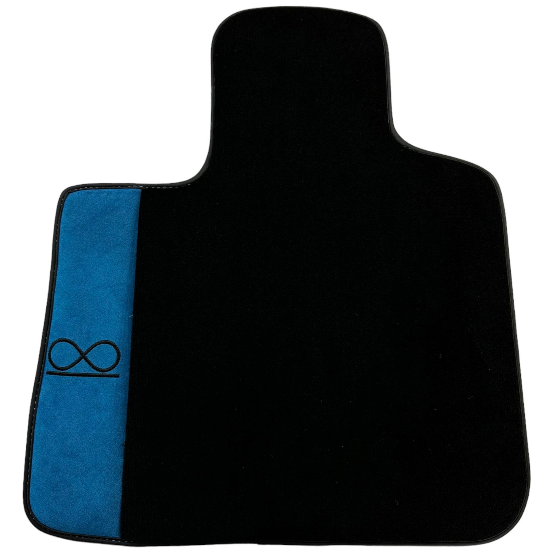 Black Floor Mats For Rolls Royce Black Badge Cullinan Blue Alcantara Leather - AutoWin