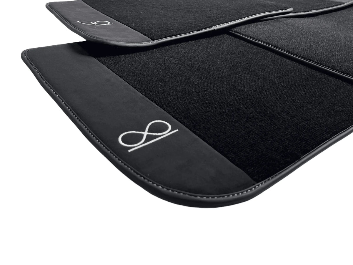 Black Floor Mats For Rolls Royce Black Badge Ghost Fluorescent Logo - AutoWin