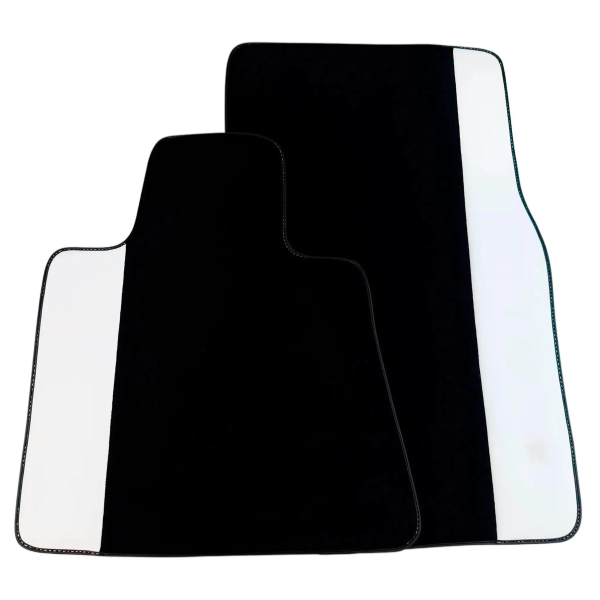 Black Floor Mats for Rolls Royce Dawn (2016-2023) with White Leather