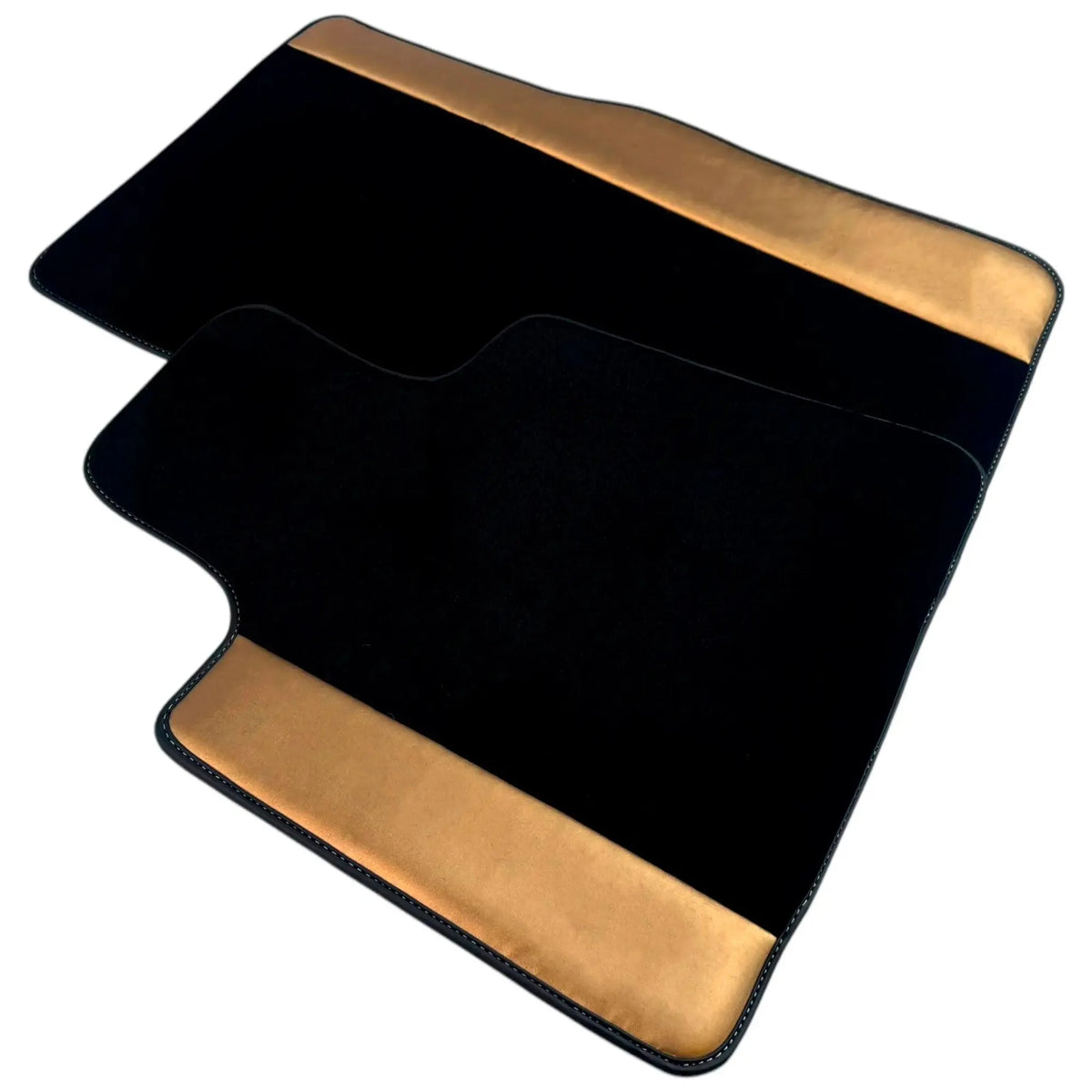 Black Floor Mats for Rolls Royce Ghost Series I (2010–2020) with Golden Leather