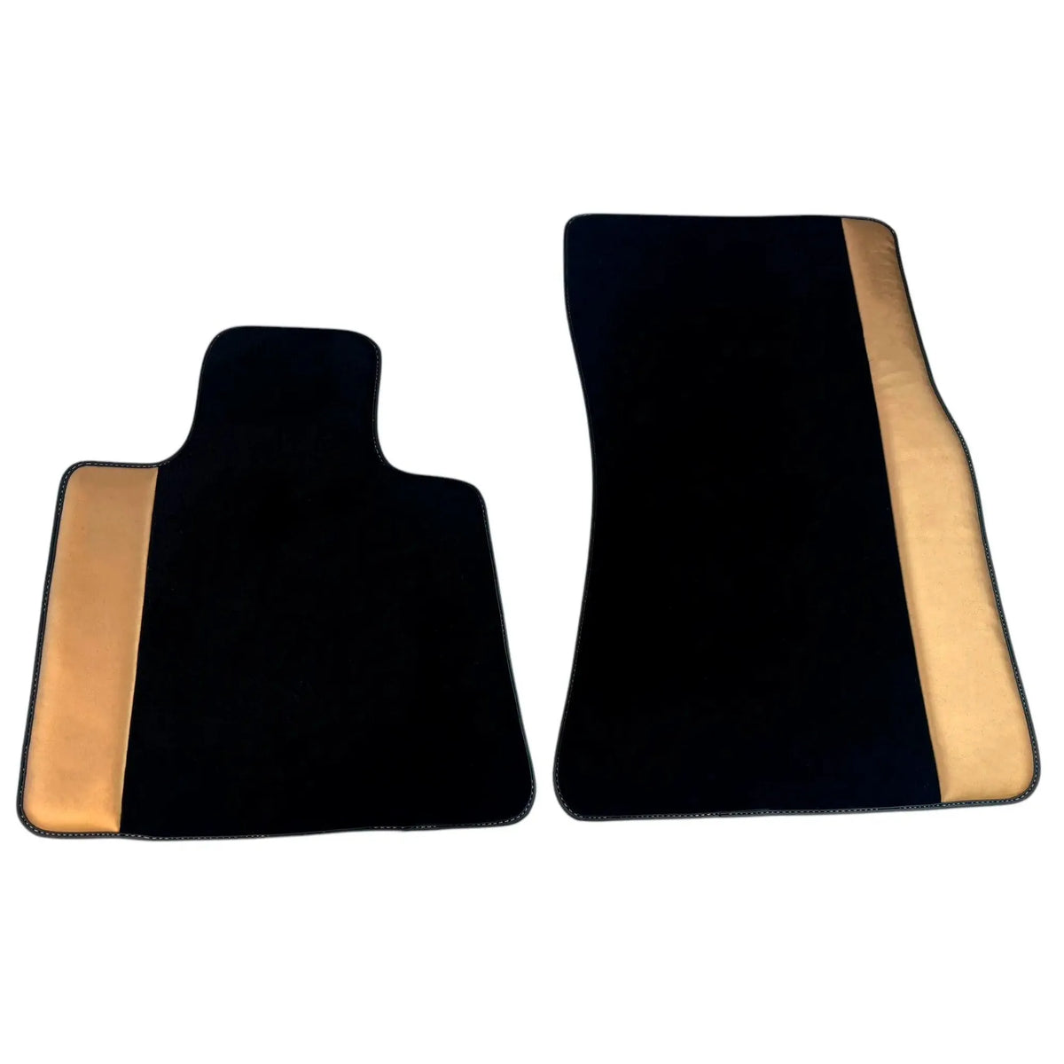 Black Floor Mats for Rolls Royce Phantom Sedan (2003-2016) with Golden Leather