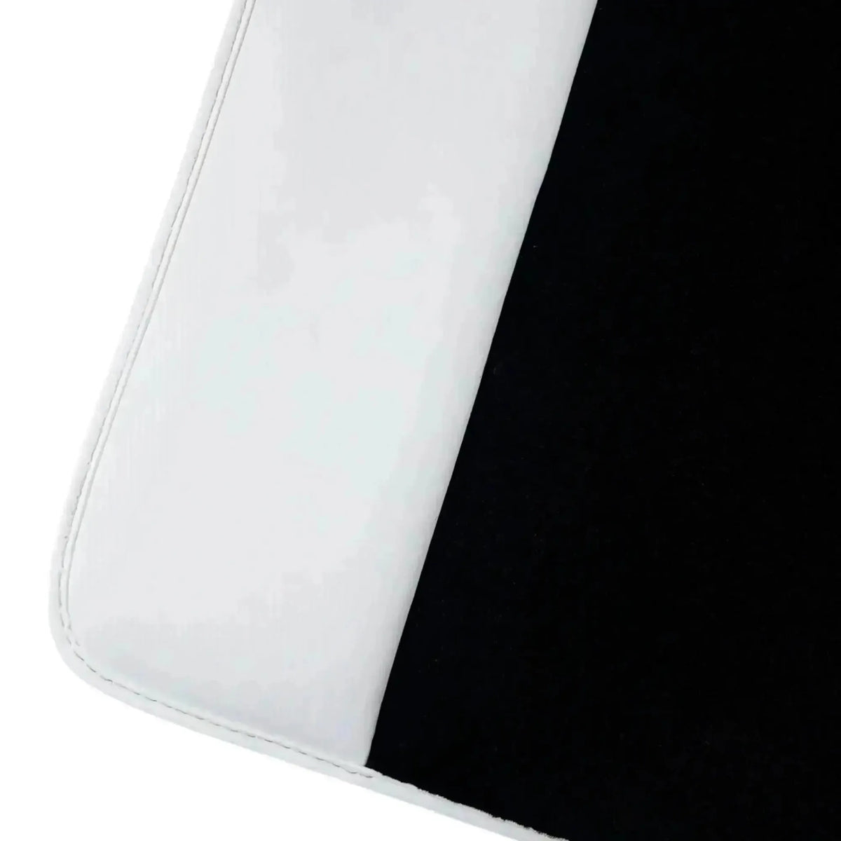 Black Floor Mats for Rolls Royce Shadow (1965-1977) with White Leather | White Trim