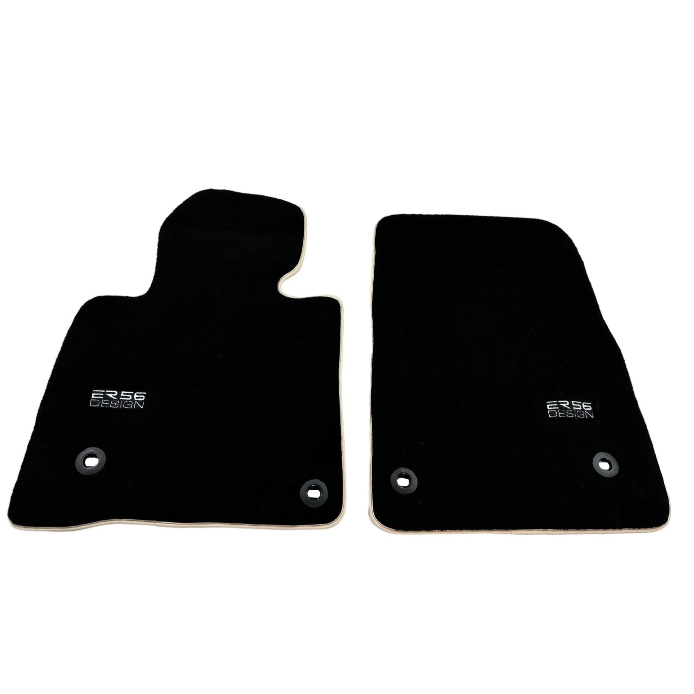 Black Floor Mats For Toyota Land Cruiser 150 (2009-2022) Beige Trim | ER56 Design - AutoWin