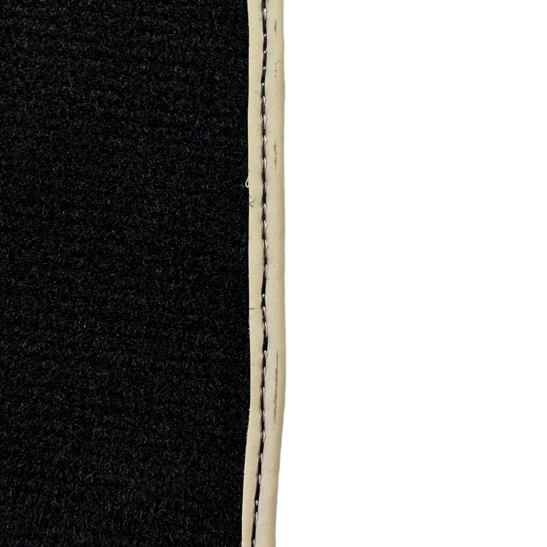 Black Floor Mats With Beige Trim For Audi A6 C8 Sedan (2018-2023) ER56 Design - AutoWin