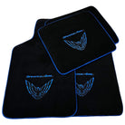 Black Floor Mats with Blue Trim for Pontiac FireBird (1970-1981) with Trans Am Logo - AutoWin