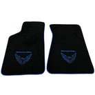 Black Floor Mats with Blue Trim for Pontiac FireBird (1970-1981) with Trans Am Logo - AutoWin