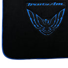 Black Floor Mats with Blue Trim for Pontiac FireBird (1970-1981) with Trans Am Logo - AutoWin