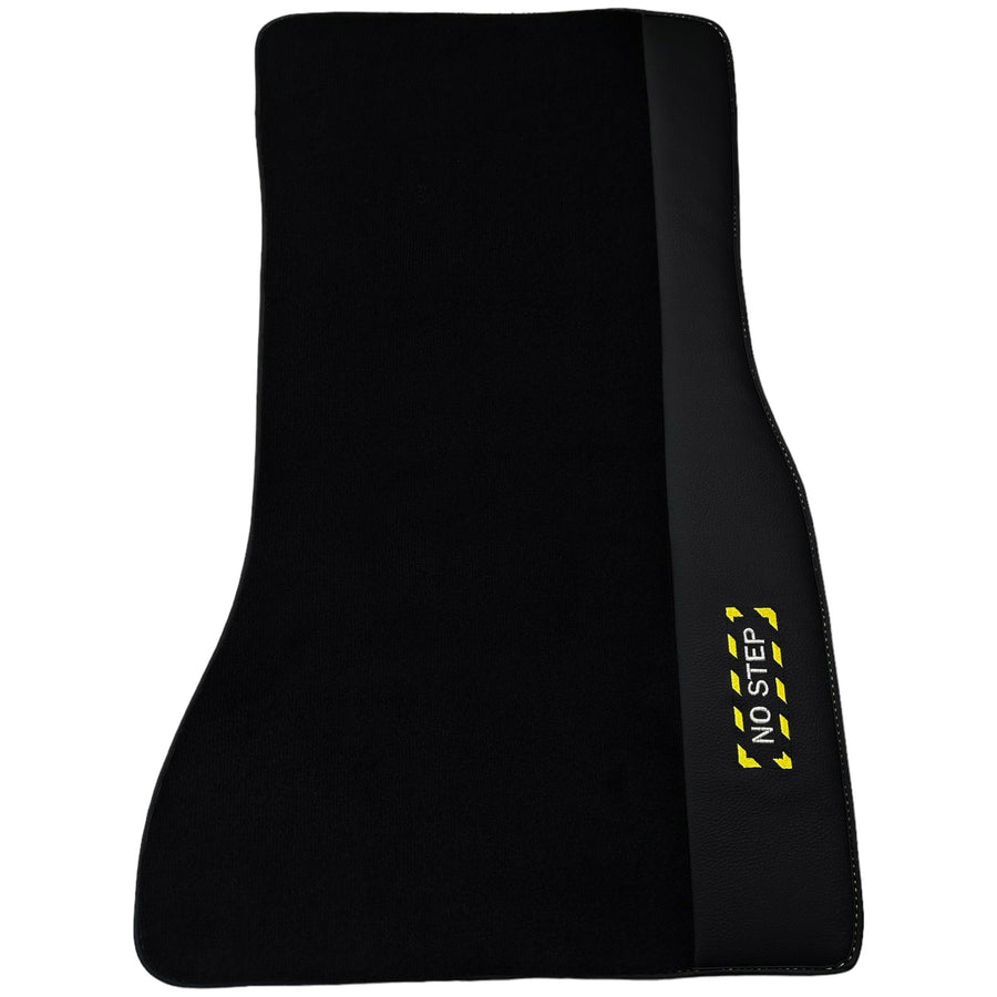 Black Floor Mats with Leather for BMW 1 Series F70 - "Jet Fuel Only" - AutoWin