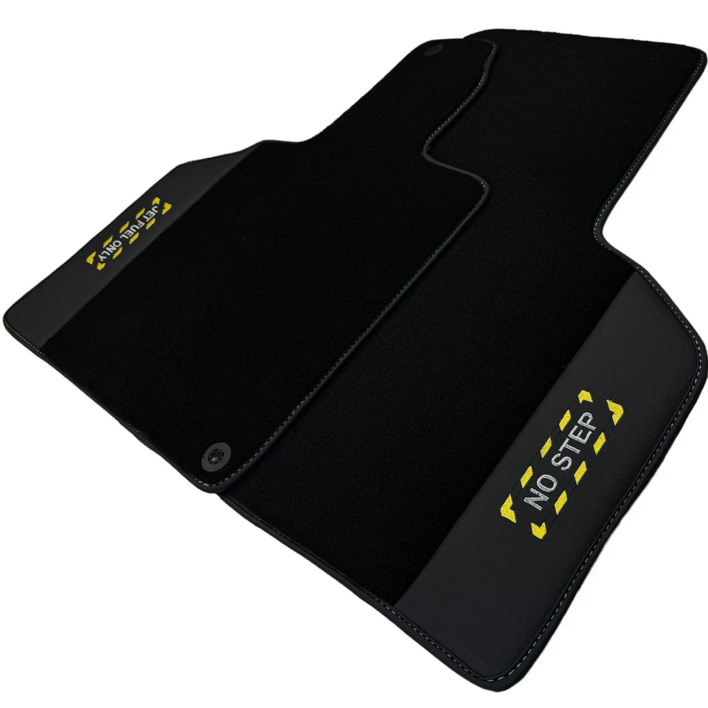 Black Floor Mats with Leather for Lamborghini Gallardo (2004-2014) - Fighter Jet Edition - AutoWin