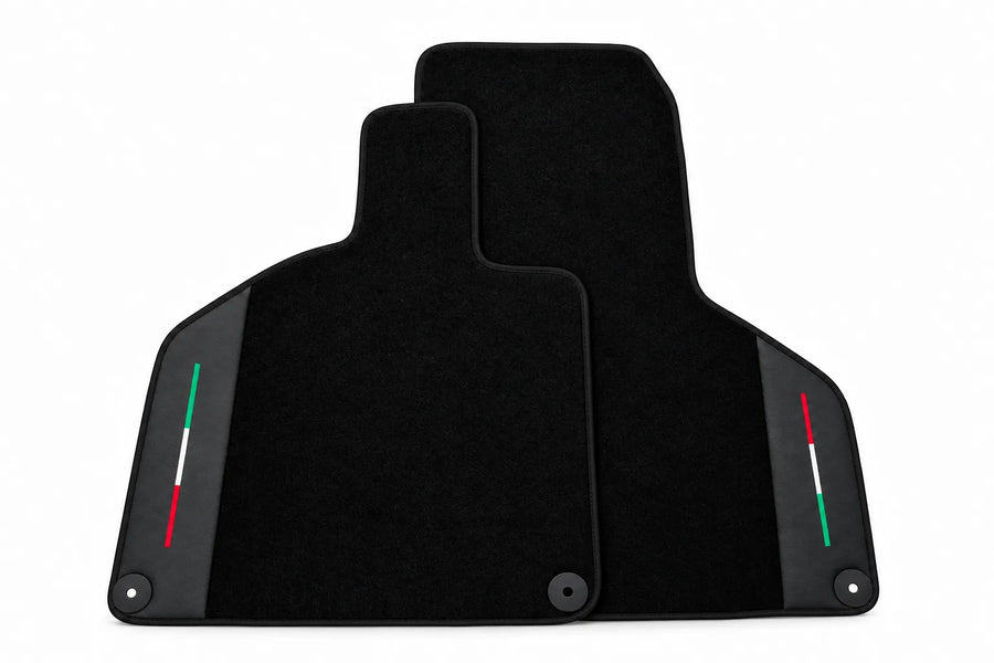 Black Floor Mats with Leather for Lamborghini Huracan (2014-2023) - Italian Edition Black trim