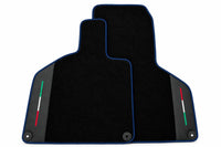 Black Floor Mats with Leather for Lamborghini Huracan (2014-2023) - Italian Edition Dark Blue trim