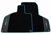 Black Floor Mats with Leather for Lamborghini Huracan (2014-2023) - Italian Edition Light Blue trim