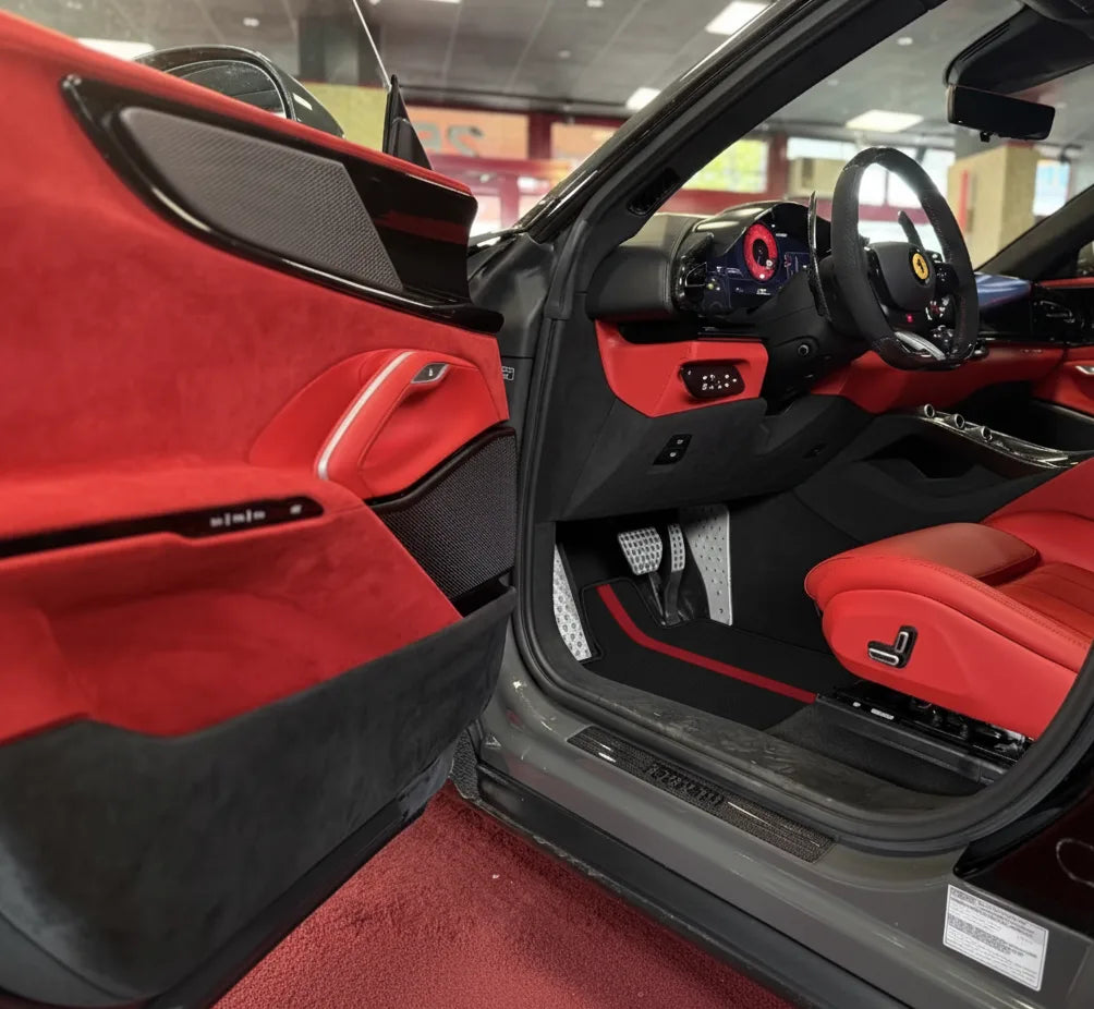 Black Floor Mats with Leather Line for Ferrari Purosangue (2023-2027) - Various Colors