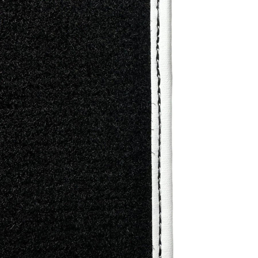 Black Floor Mats for Mini Cooper F56 (2013-2022) with Leather | White Trim - AutoWin