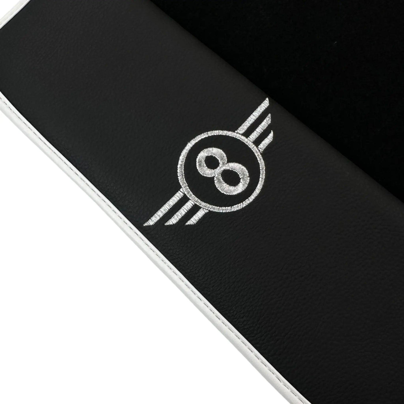 Black Floor Mats for Mini Cooper F56 (2013-2022) with Leather | White Trim - AutoWin