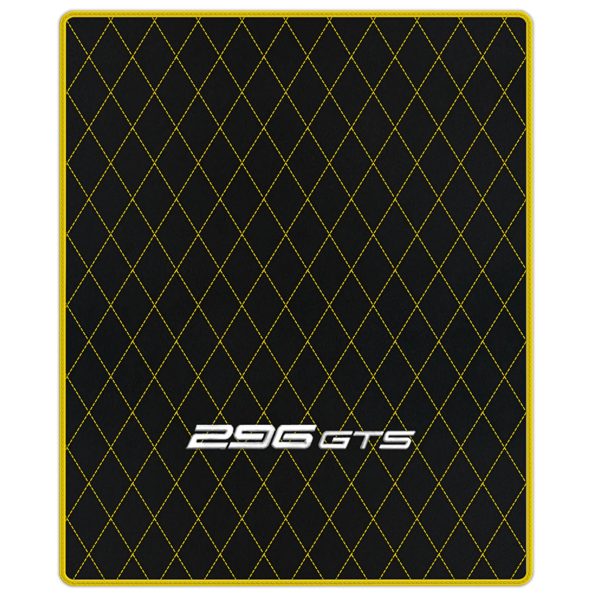 Black Leather Floor Mats for Ferrari 296 GTS (2022-2027) with Single Diamond Pattern | Full Set Option