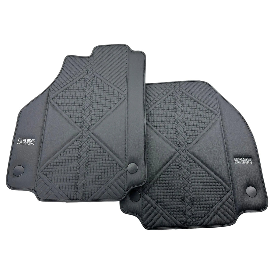 Black Leather Floor Mats For Ferrari 458 Italia (2009-2015) ER56 Design - AutoWin