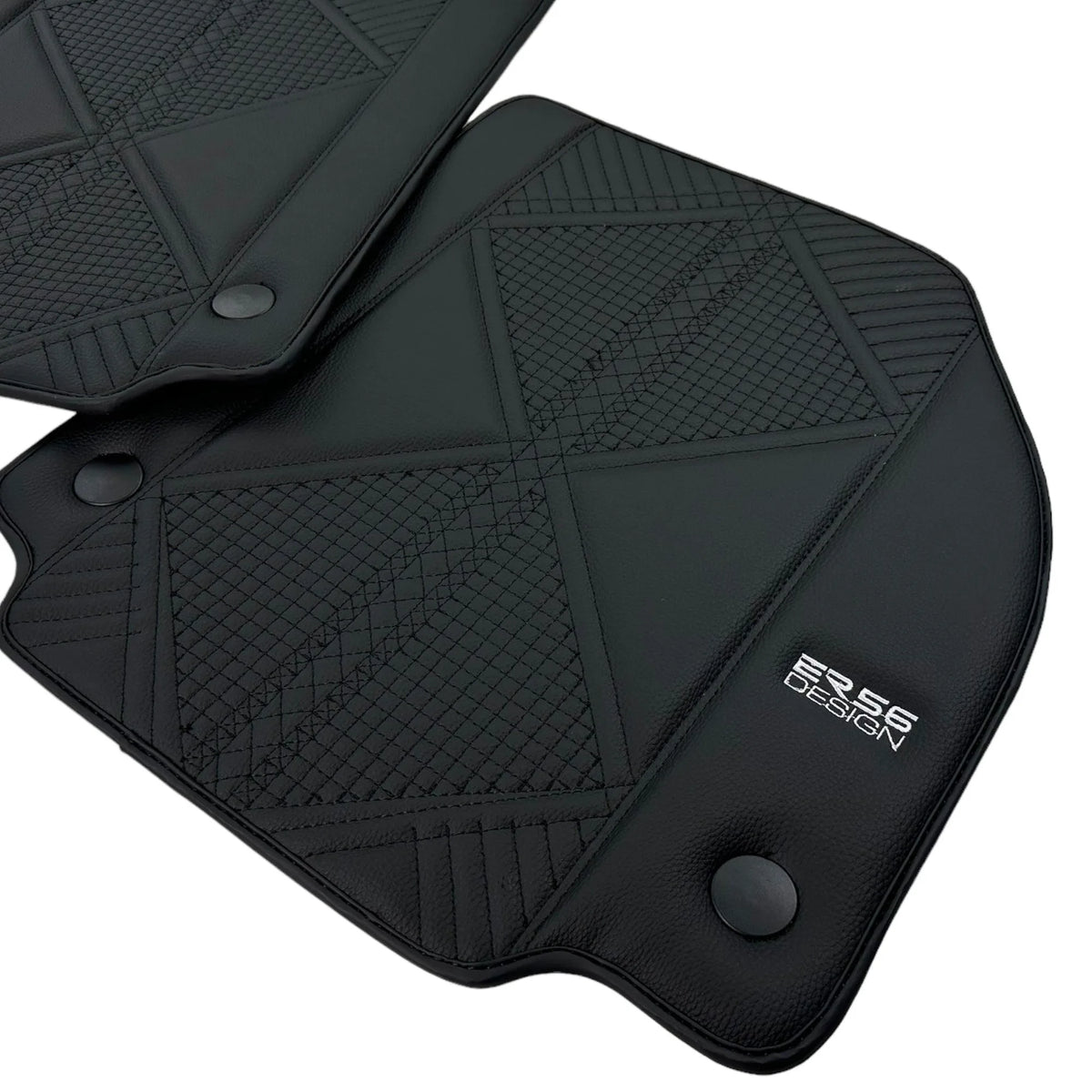 Black Leather Floor Mats For Ferrari 458 Italia (2009-2015) ER56 Design - AutoWin