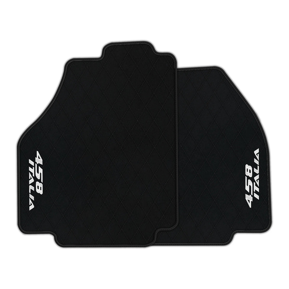 Black Leather Floor Mats for Ferrari 458 Italia (2009-2015) with Single Diamond Pattern | Full Set Option