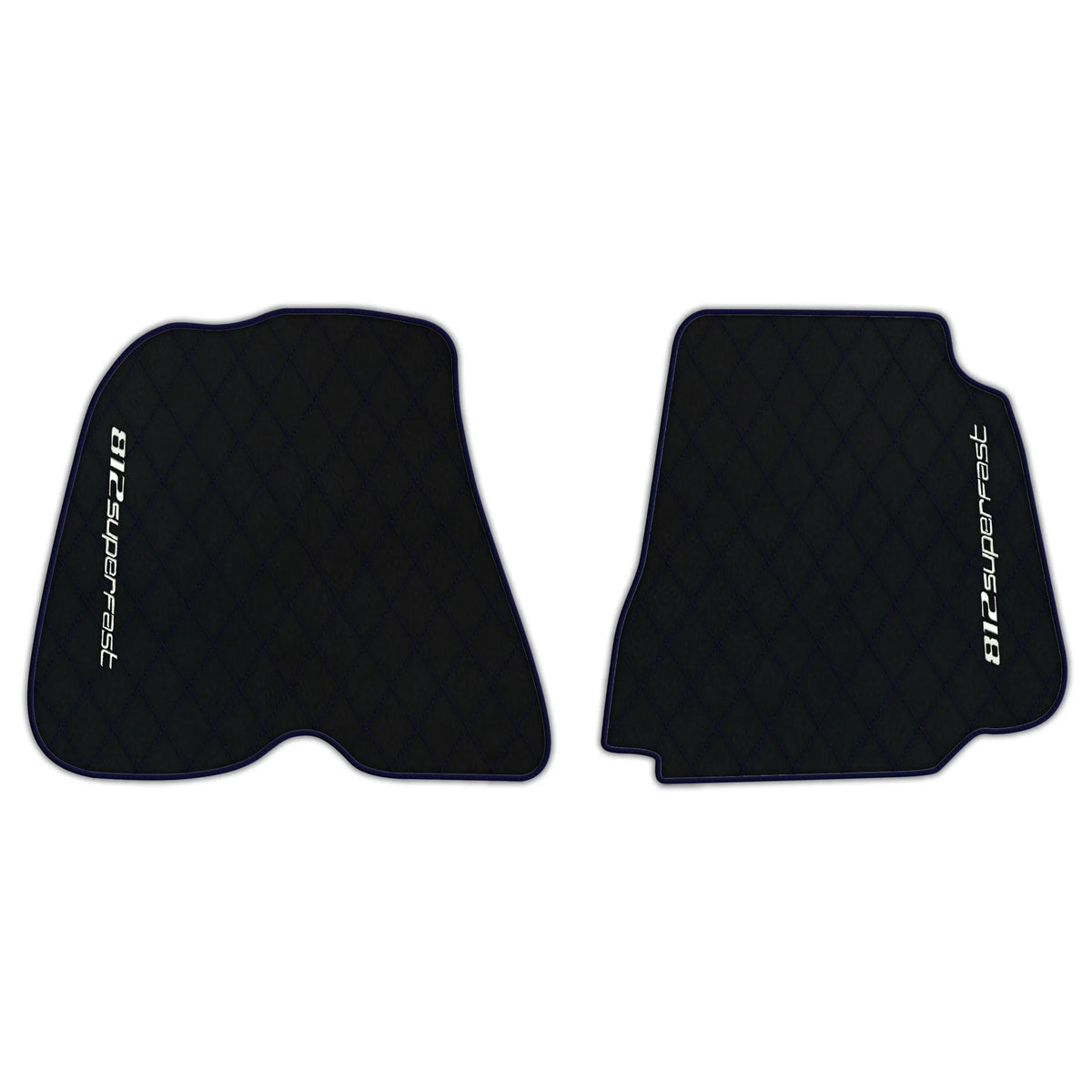 Black Leather Floor Mats for Ferrari 812 Superfast (2018-2023) with Single Diamond Pattern | Full Set Option