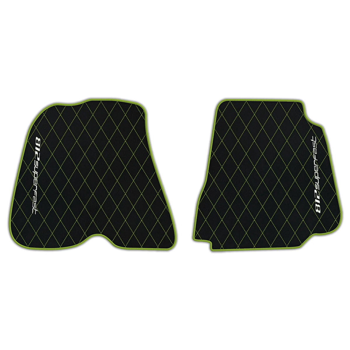 Black Leather Floor Mats for Ferrari 812 Superfast (2018-2023) with Single Diamond Pattern | Full Set Option