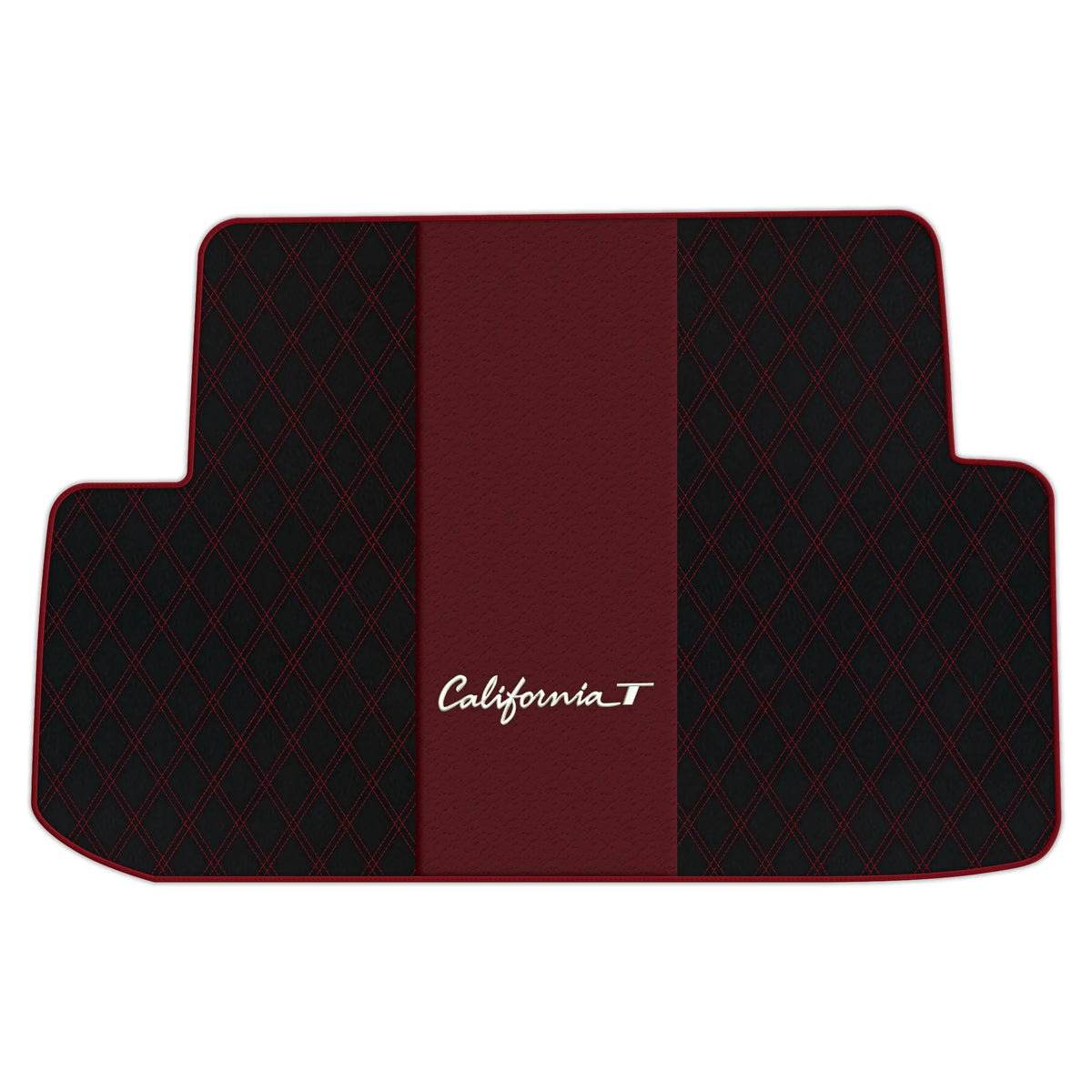 Black Leather Floor Mats for Ferrari California T (2015-2018) with Double Diamond Pattern | Full Set Option
