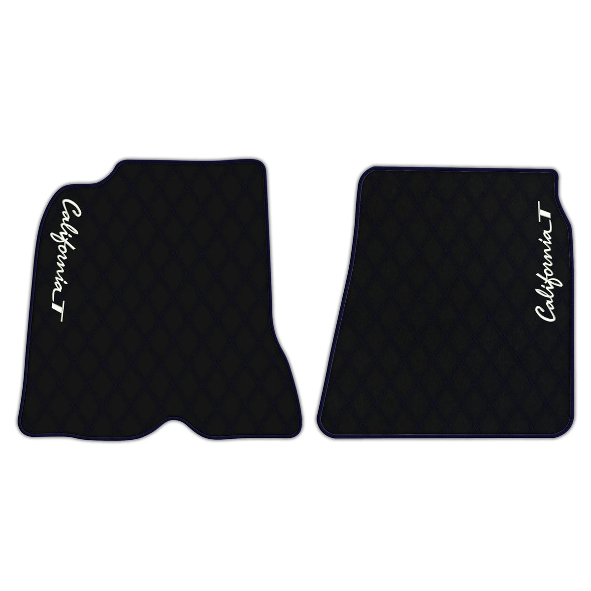 Black Leather Floor Mats for Ferrari California T (2015-2018) with Double Diamond Pattern | Full Set Option