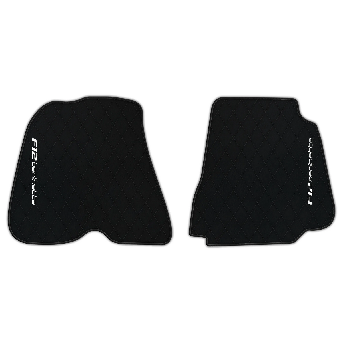 Black Leather Floor Mats for Ferrari F12 Berlinetta (2012-2022) with Single Diamond Pattern | Full Set Option
