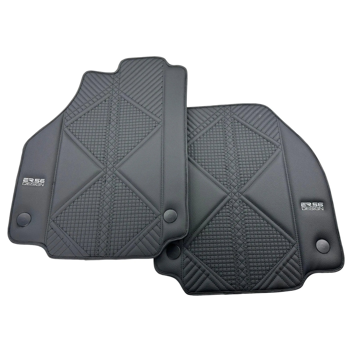 Black Leather Floor Mats For Ferrari F8 Spider (2019-2023) ER56 Design - AutoWin