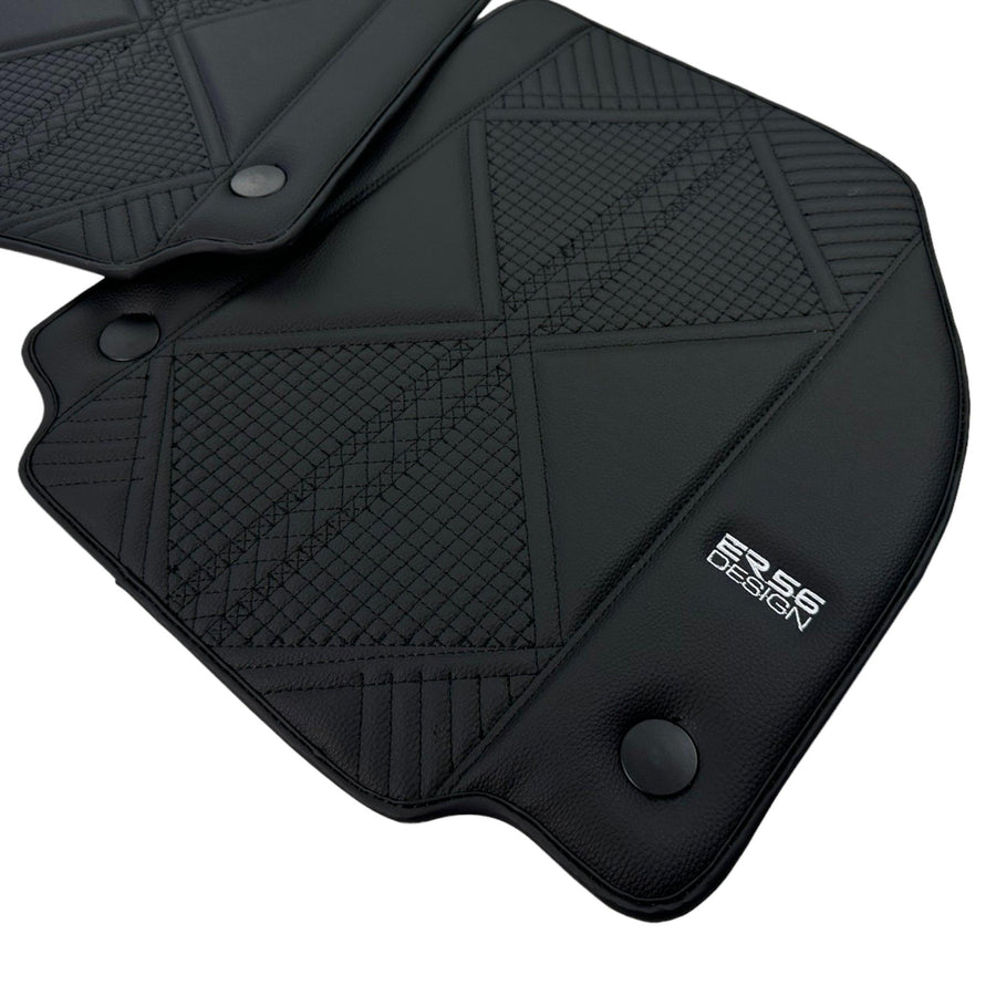 Black Leather Floor Mats For Ferrari F8 Spider (2019-2023) ER56 Design - AutoWin