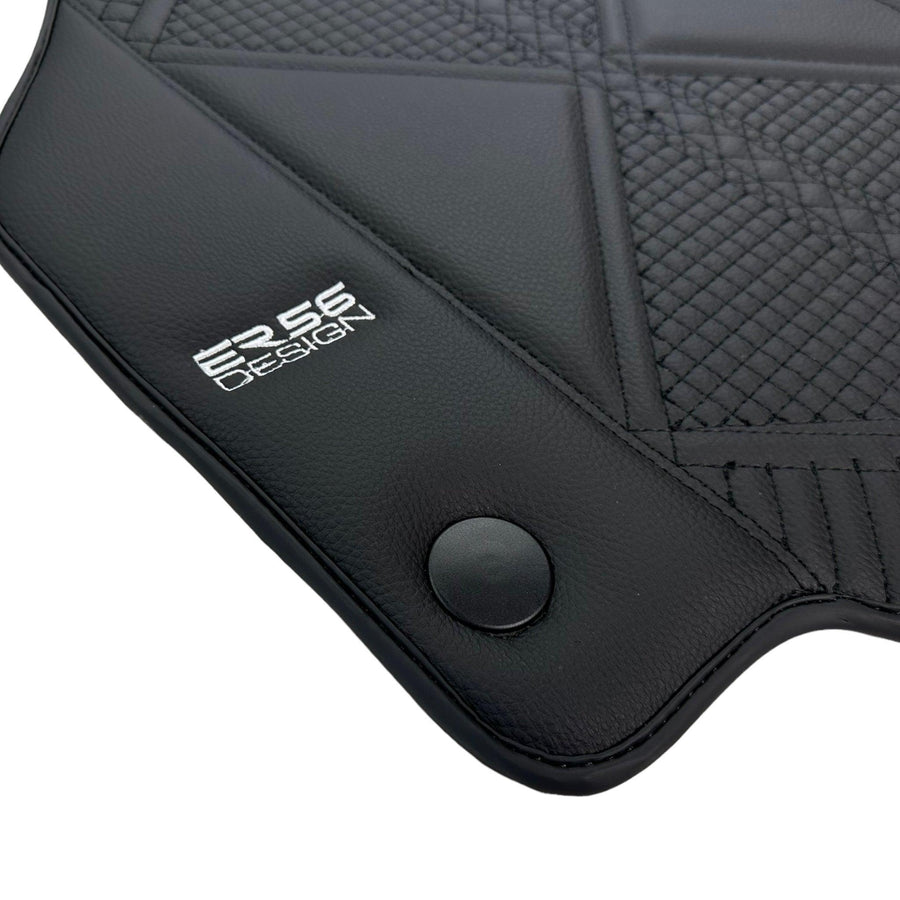 Black Leather Floor Mats For Ferrari F8 Spider (2019-2023) ER56 Design - AutoWin
