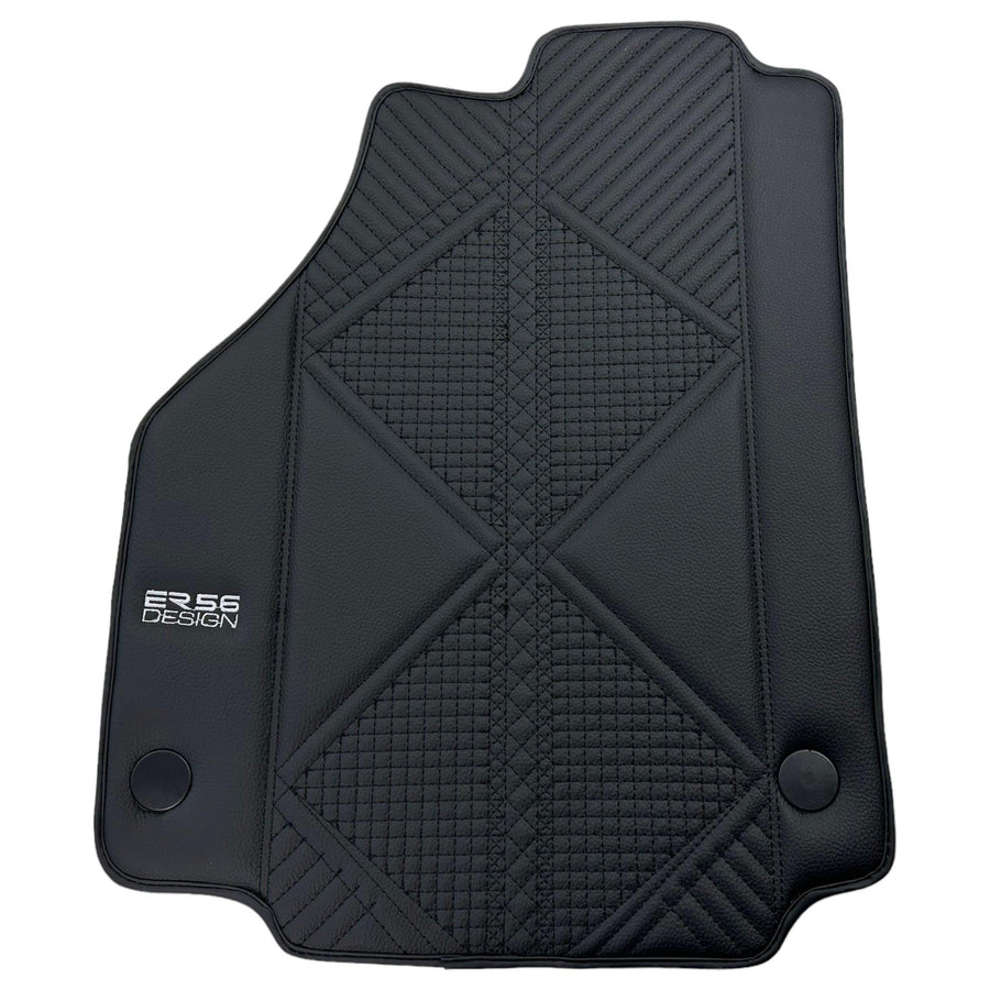 Black Leather Floor Mats For Ferrari F8 Tributo 2019-2022 ER56 Design - AutoWin