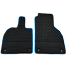 Black Leather Floor Mats For Lamborghini Aventador with Blue Trim - AutoWin