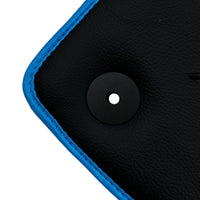 Black Leather Floor Mats For Lamborghini Aventador with Blue Trim - AutoWin
