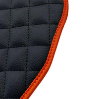 Black Leather Floor Mats For Lamborghini Aventador with Orange Trim - AutoWin