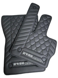 Black Leather Floor Mats For Mercedes-Benz G Class W461 (1979-2008) ER56 Design - AutoWin