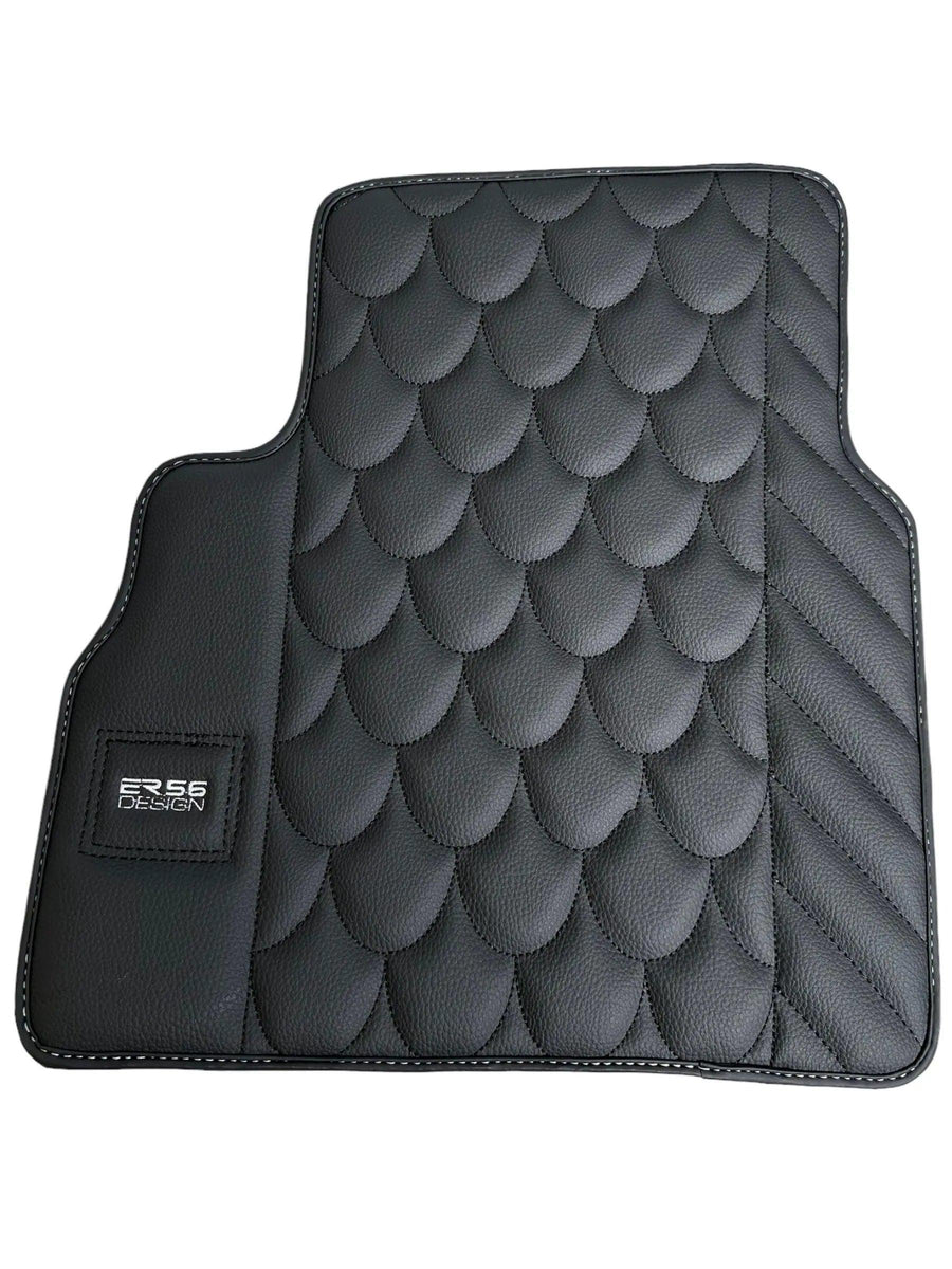Black Leather Floor Mats For Mercedes-Benz G Class W463 (2008-2018) ER56 Design - AutoWin