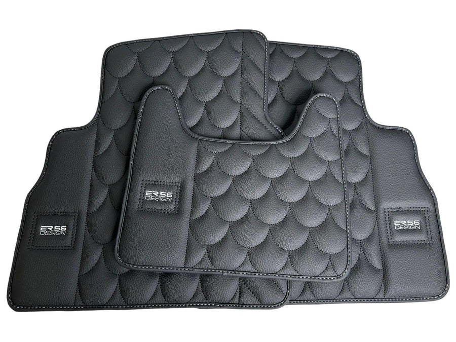 Black Leather Floor Mats For Mercedes-Benz G Class W463 (2008-2018) ER56 Design - AutoWin