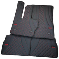 Black Leather Floor Mats for Mercedes-Benz G Class W463 2019-2022 ER56 Design - AutoWin