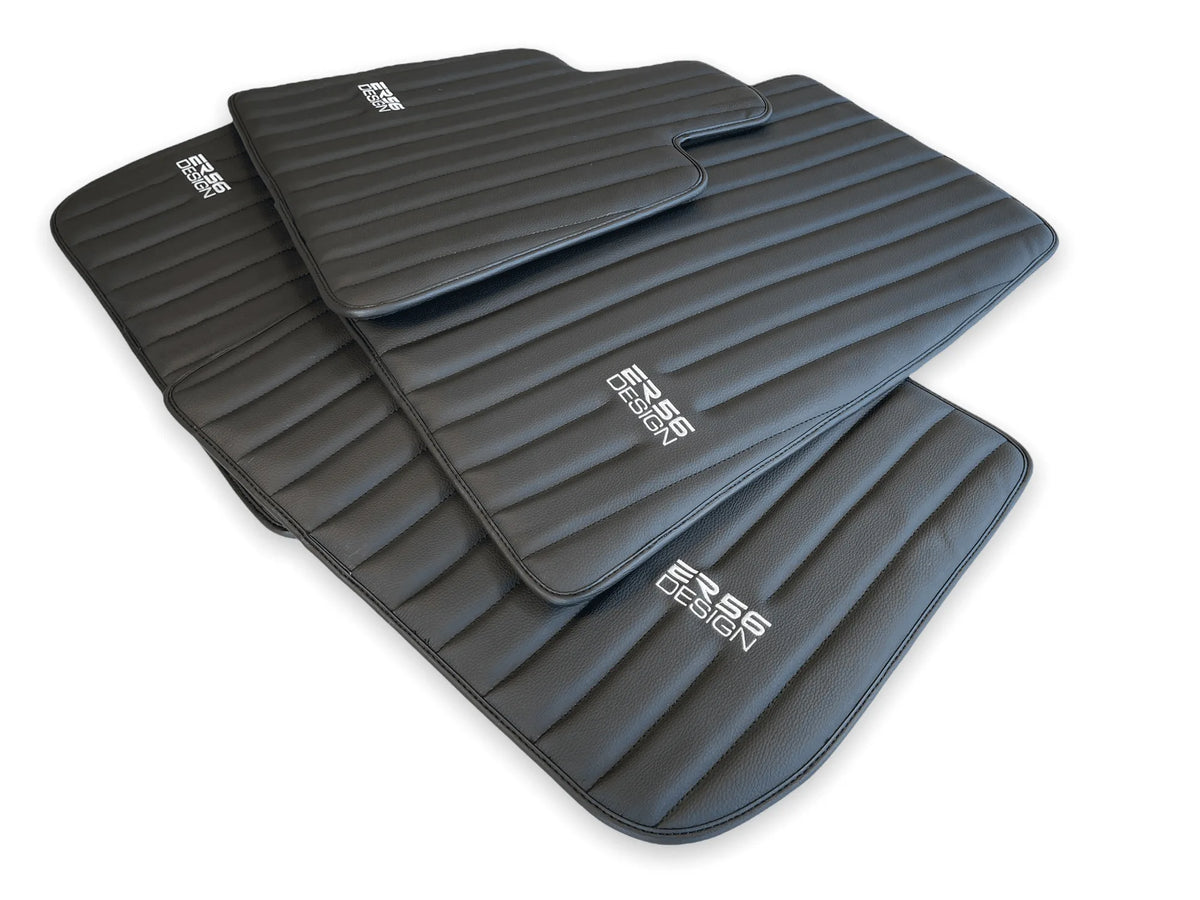 Black Leather Floor Mats for Rolls Royce Phantom VIII (2017-2024) ER56 Design Brand - AutoWin