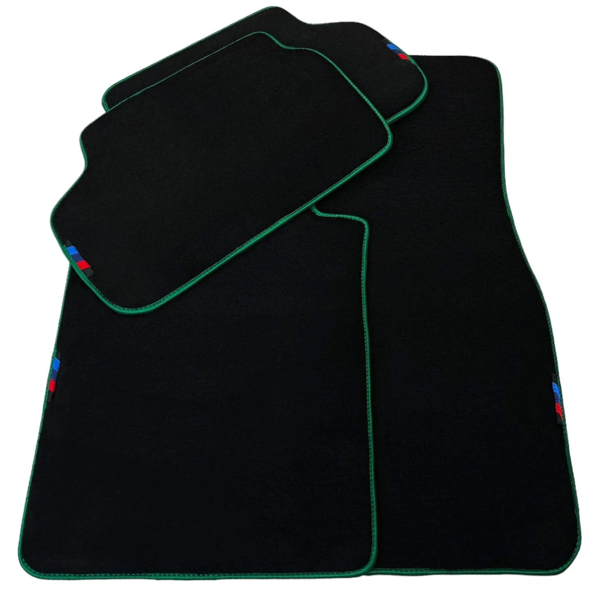 Black Mats For BMW 3 Series E30 4-doors Sedan | Green Trim - AutoWin