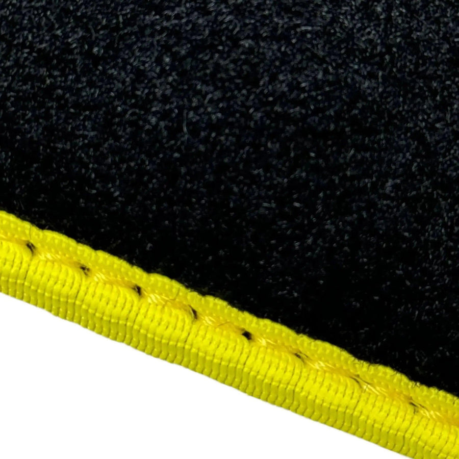 Black Mats For BMW 3 Series E36 4-door Sedan | Fighter Jet Edition | Yellow Trim - AutoWin