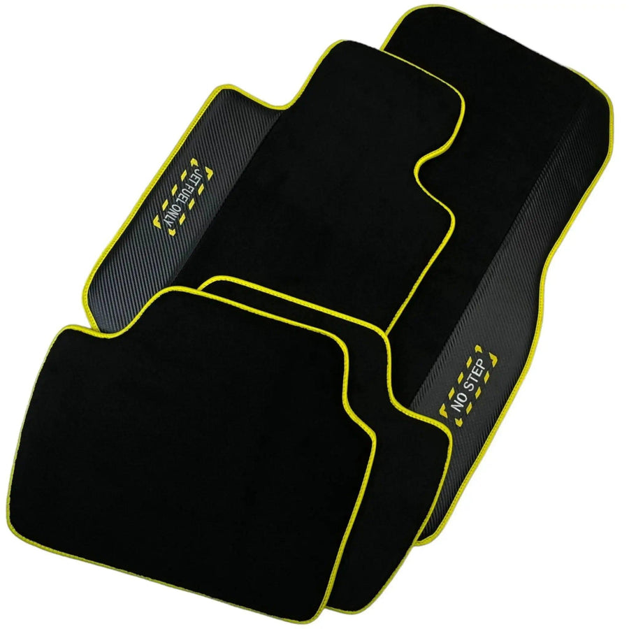 Black Mats For BMW 1 Series F70 | Fighter Jet Edition | Yellow Trim - AutoWin