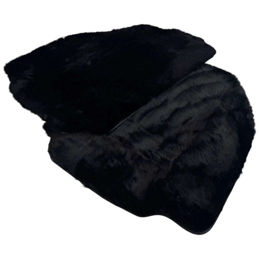 Black Sheepskin Floor Mats for Ferrari 488 Spider (2016-2022)