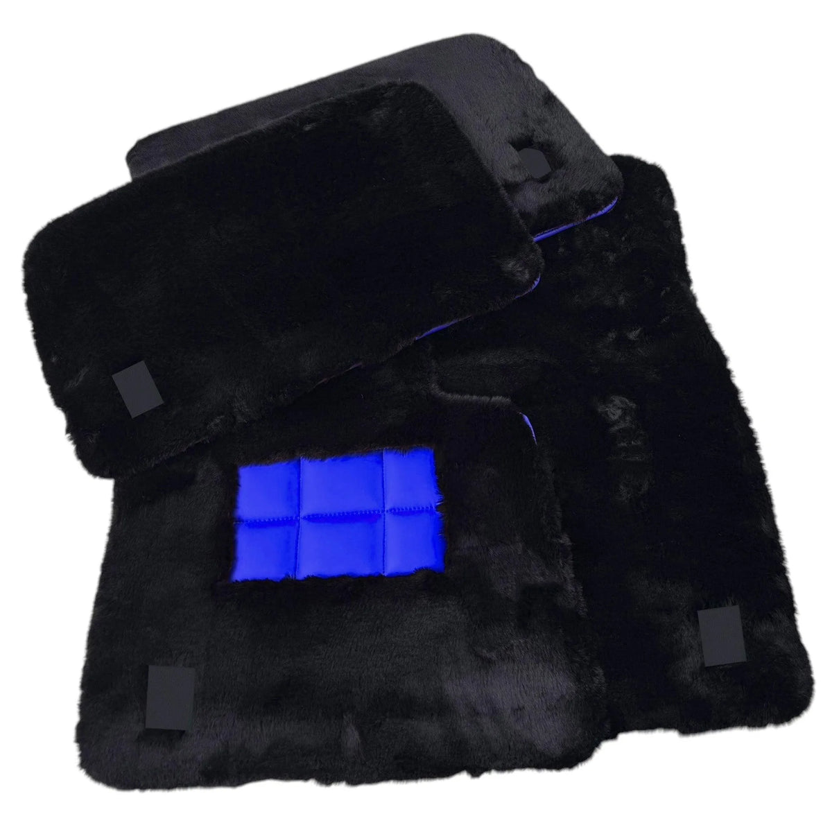 Black Sheepskin Floor Mats for Rolls Royce Phantom Sedan (2003-2016) Various Leather Colors