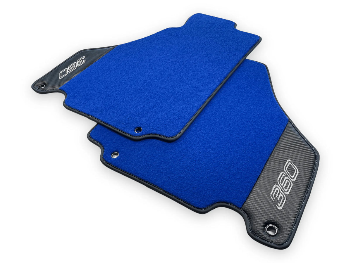 Blue Floor Mats For Ferrari 360 Modena 1999-2005 With Carbon Fiber Leather - AutoWin