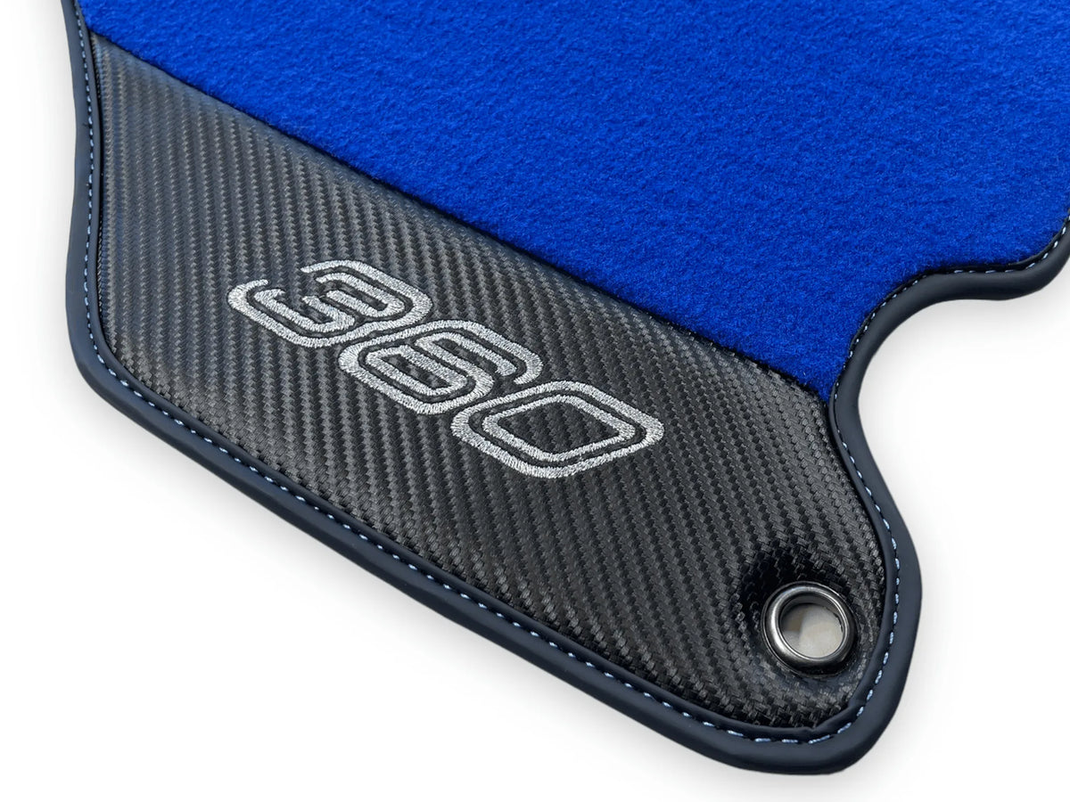 Blue Floor Mats For Ferrari 360 Modena 1999-2005 With Carbon Fiber Leather - AutoWin
